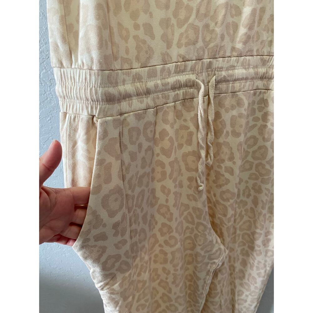 Splendid Leopard Print Soft Racerback Jumpsuit Size L Cozy Casual - Picture 5 of 7